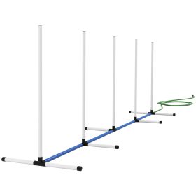 2pc Dog Agility Training Equipment Set with Spray Water Tube, White (Option: White-970x170x170 mm)